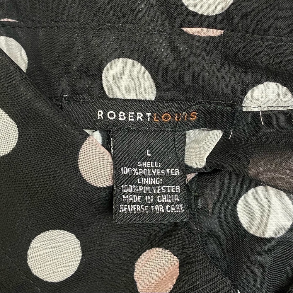 Robert Louis Chiffon Polka Dot Fit and Flare Dress Size L - Picture 2 of 6